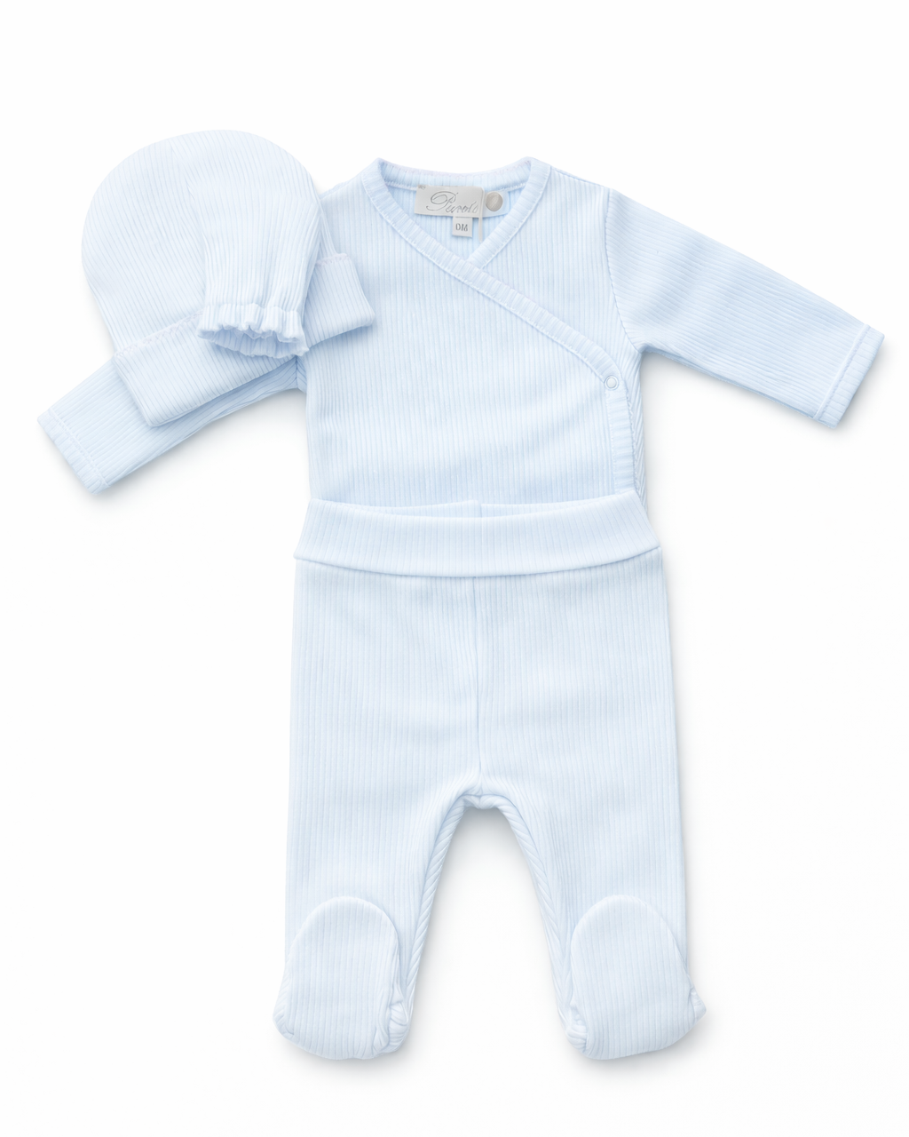 Lichtblauw rib babysetjes 4-delig van purete du bebe
