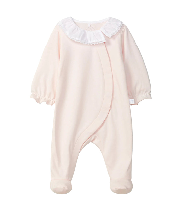 Peach pink babypakje met voorsluiting en kraagje Laranjinha