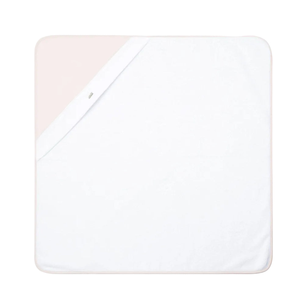 Witte badcape met peach pink capuchon van het merk Laranjinha