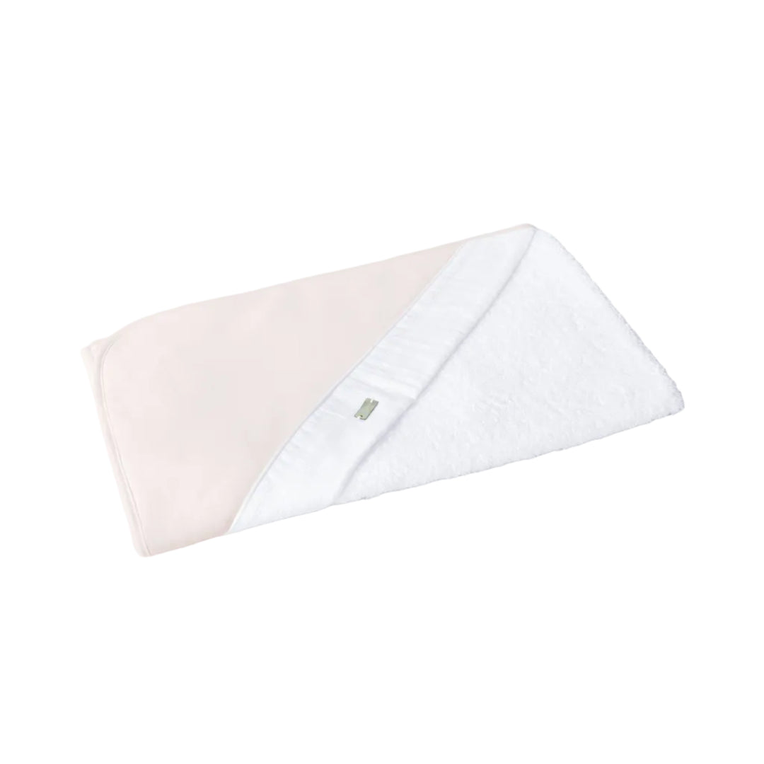 Badcape met jacquard bies in wit en peach pink Laranjinha