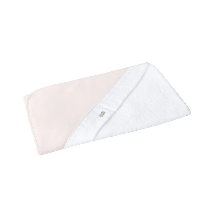 Badcape met jacquard bies in wit en peach pink Laranjinha