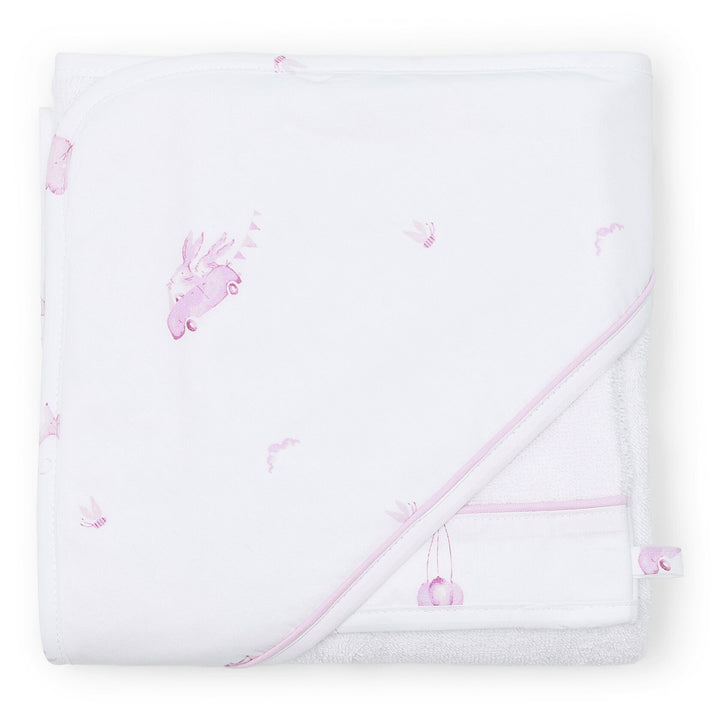 Badcape met lichtroze en wit print met konijntjes uit de Pink Dreams Collectie van Poetree