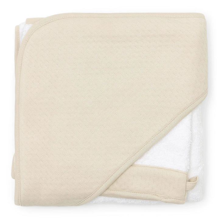 Zand kleurige jersey katoenen badcape van het merk Poetree Kids
