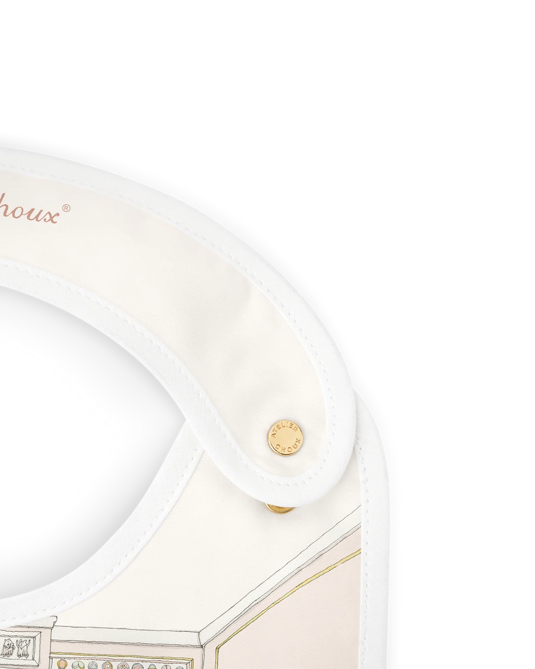 Detail van Atelier Choux French Bedroom slabber met gouden drukknoop