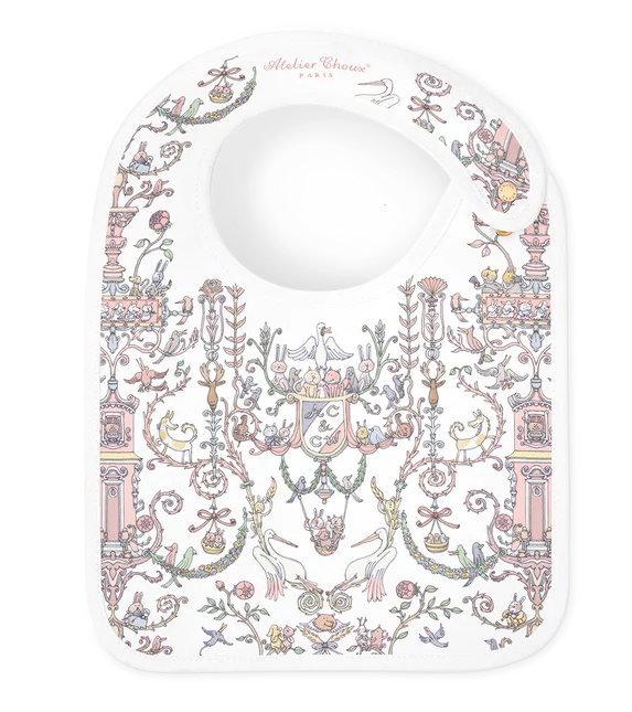 Satin Bib Toile de Jouy (lichtblauw & lichtroze) - Atelier Choux
