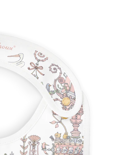 Satin Bib Toile de Jouy (lichtblauw & lichtroze) - Atelier Choux