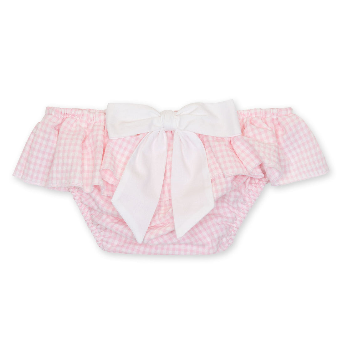 katoenen bloomer met strik in lichtroze vichi print van Baby Gi 