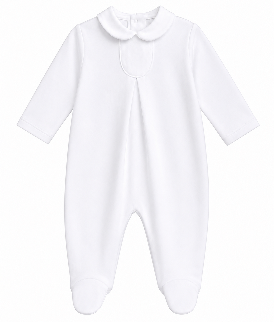 wit babypakje met peter pan kraag te personaliseren met initiaal 