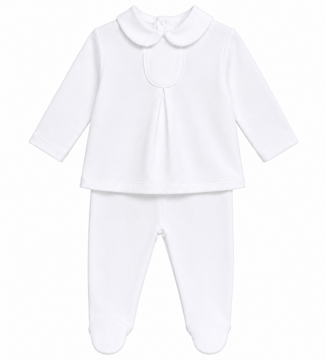 wit babypakje unisex tweedelig met ronde peter pan kraag van Blues baby