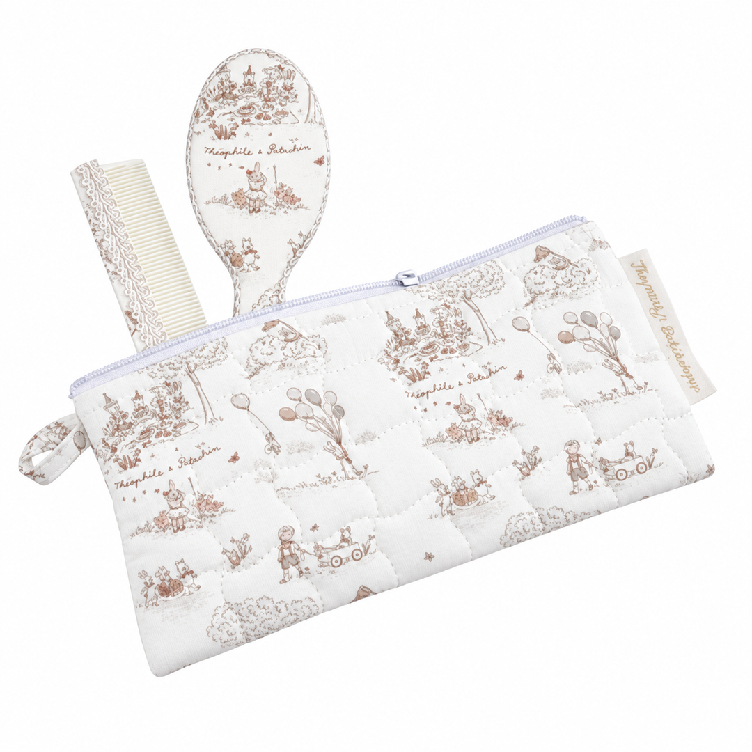 verzorgingen garden party collectie theophile et patachou borstel + kam en toilettas