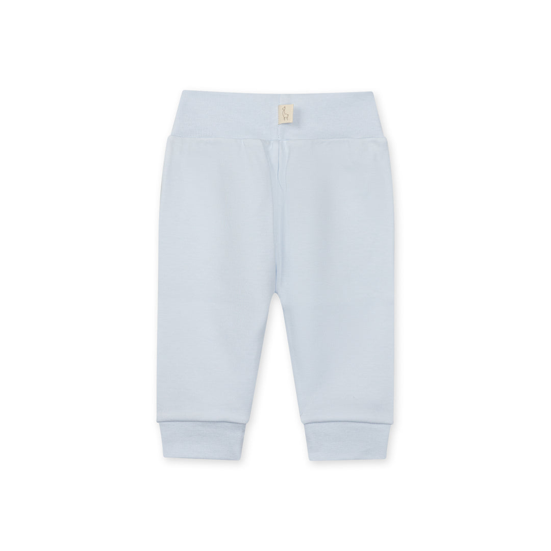 Achterkant van basic lichtnlauw broekje van Baby Gi