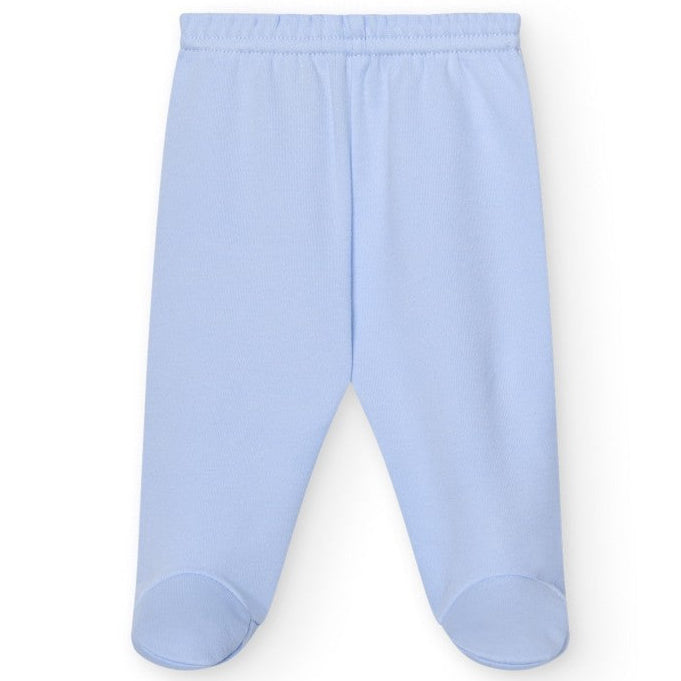 Lichtblauw broekje met voetjes in katoen van het merk babidu