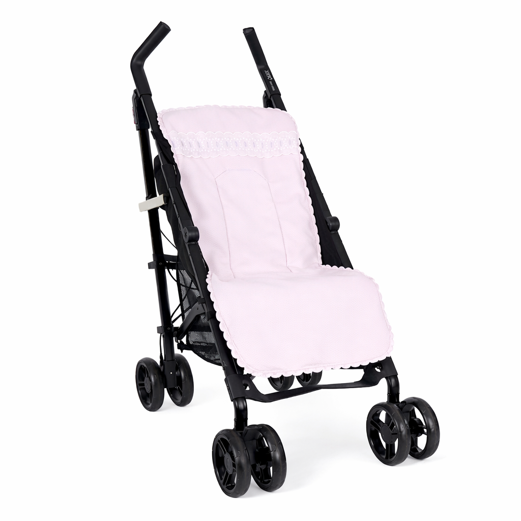 babyroze pique katoenen buggy hoes met broderie details