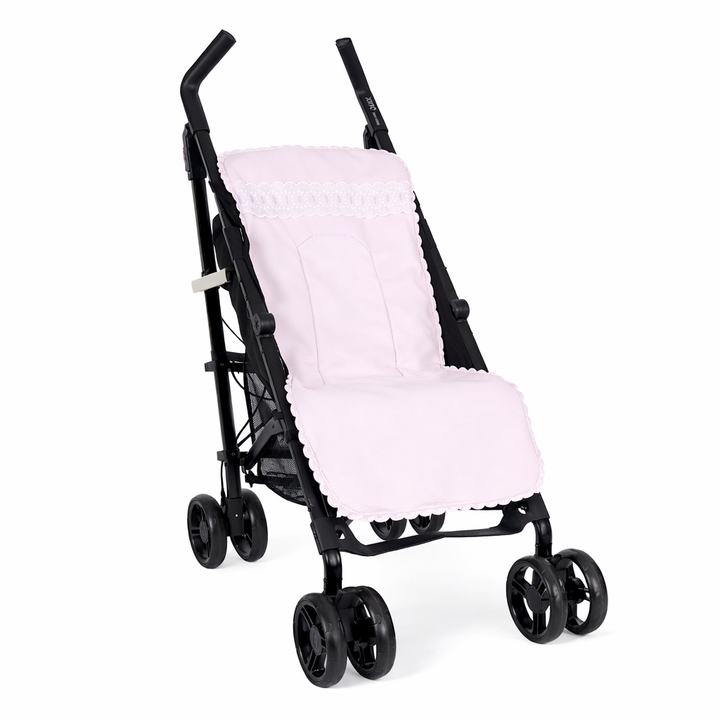 babyroze pique katoenen buggy hoes met broderie details