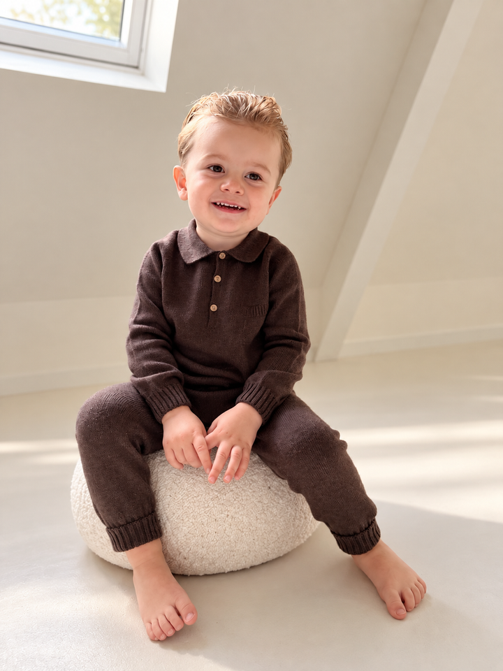 Martin Aranda Gebreid Setje Donkerbruin – Polo & Broek