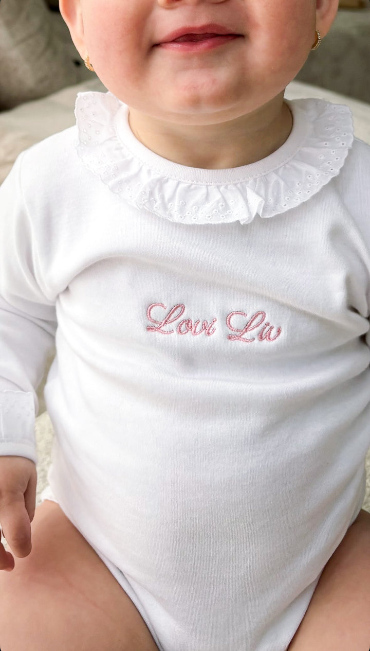 Romper broderie kraag + manchetten lange mouw - Babidu