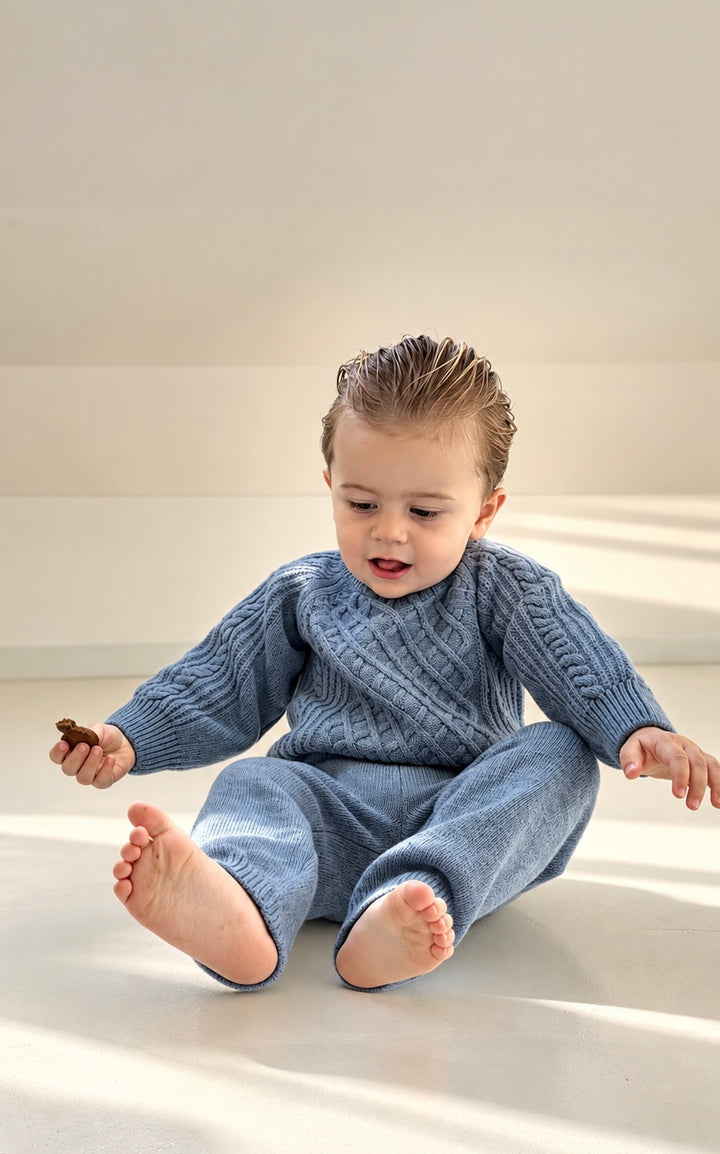 Wedoble oversized merino wool set Denim Blue | Baby & kids