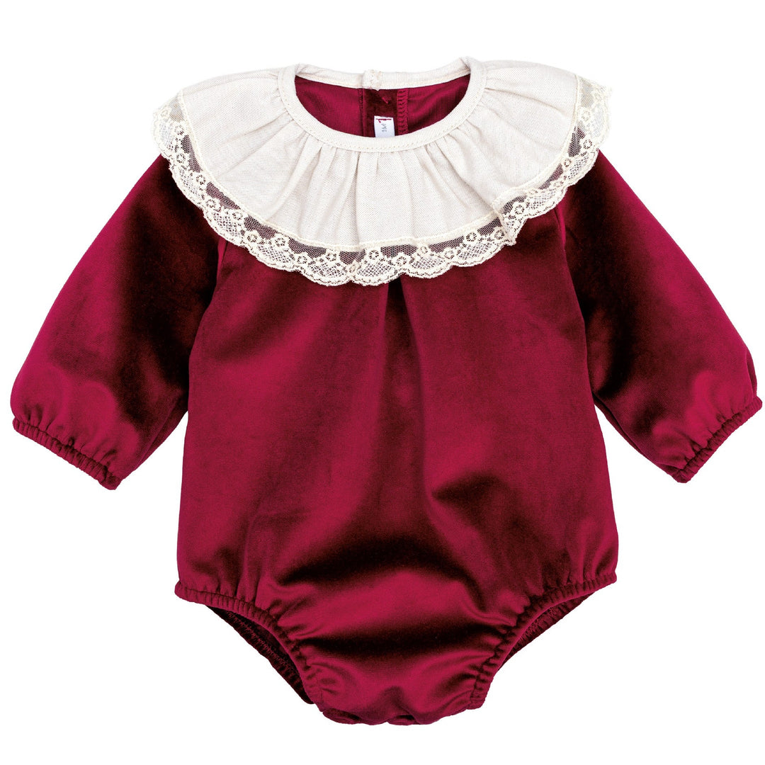 velours romper met mooie sierkraag van calamaro