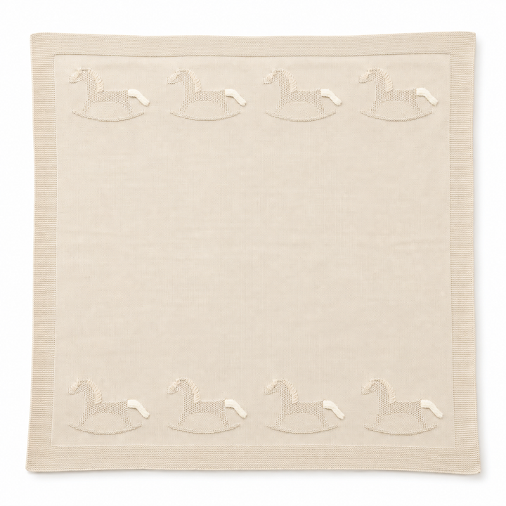 Dr. Kid Unisex Gebreide Babydeken met Hobbelpaard – Beige