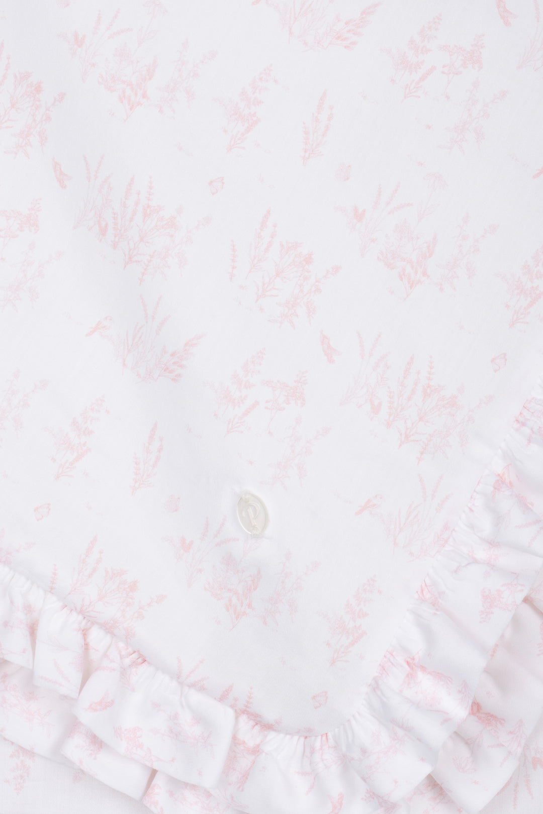 Detail mvan Botanische Toile de Jouy print op Patachou baby meisjes deken 