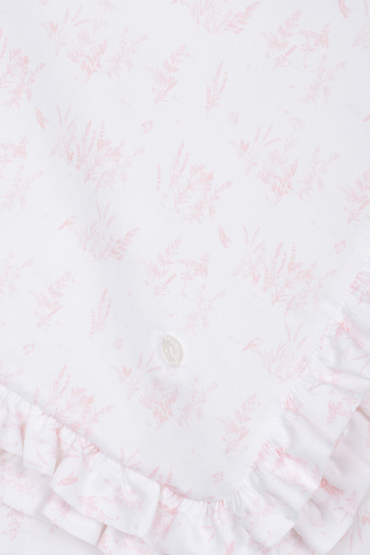 Detail mvan Botanische Toile de Jouy print op Patachou baby meisjes deken 