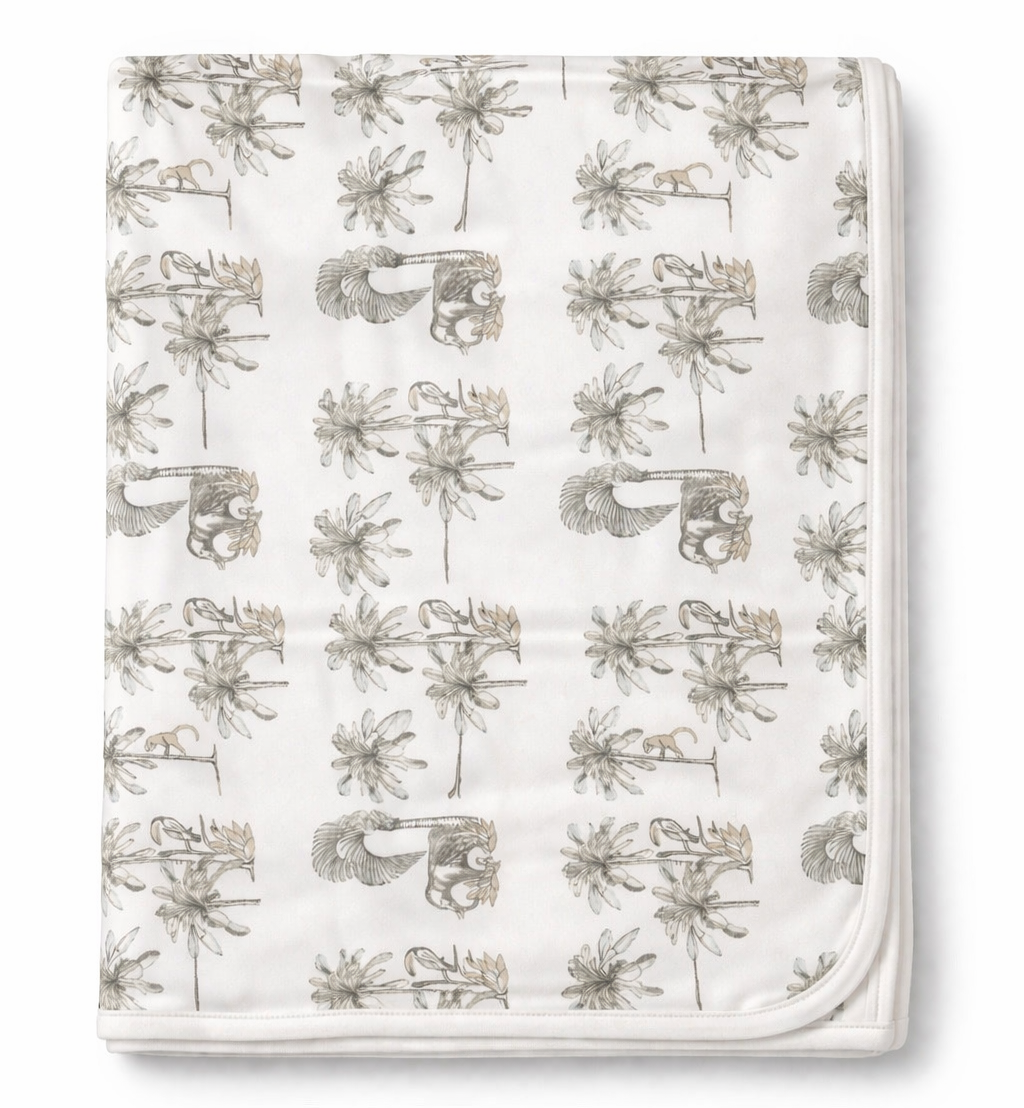 zacht katoenen wikkeldekentje in Safari print van het merk Purete du bebe