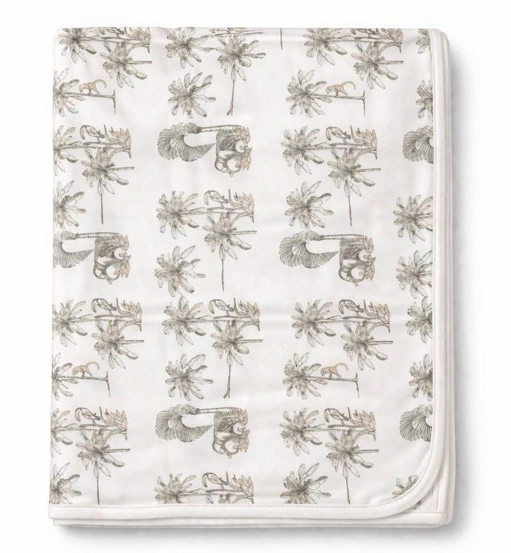 zacht katoenen wikkeldekentje in Safari print van het merk Purete du bebe