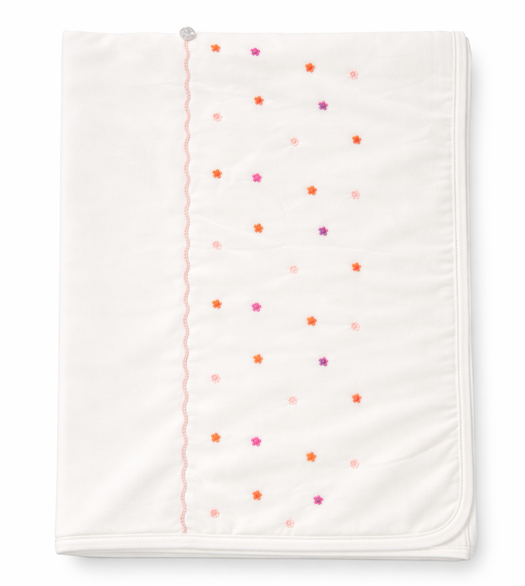 katoenen wikkeldeken met geborduurde bloemetjes van Purete du bebe 