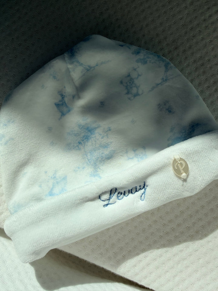 Berretto per neonato Patachou in velluto con stampa Toile de Jouy e orsetti