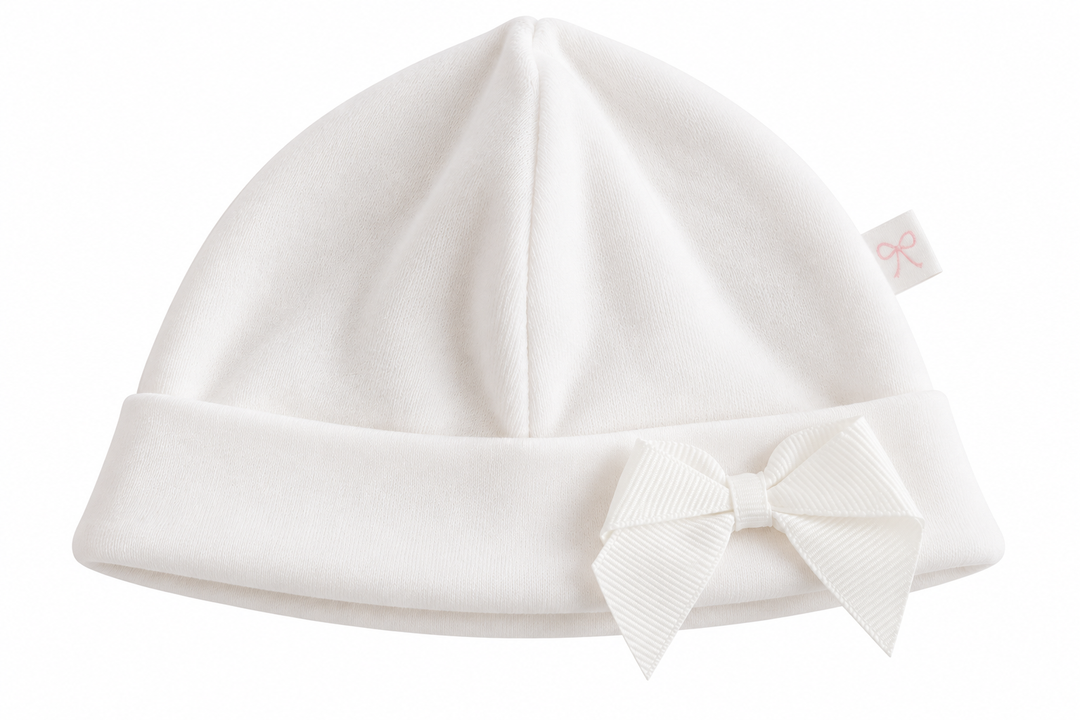 Velours Babymutsje met Grosgrain Strik