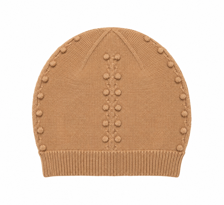 Gorro de lana merina Wedoble color coñac