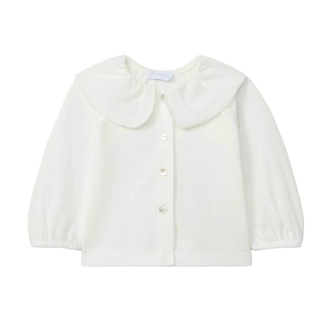 Luxe piqué katoenen blouse met grote kraag van Laranjinha