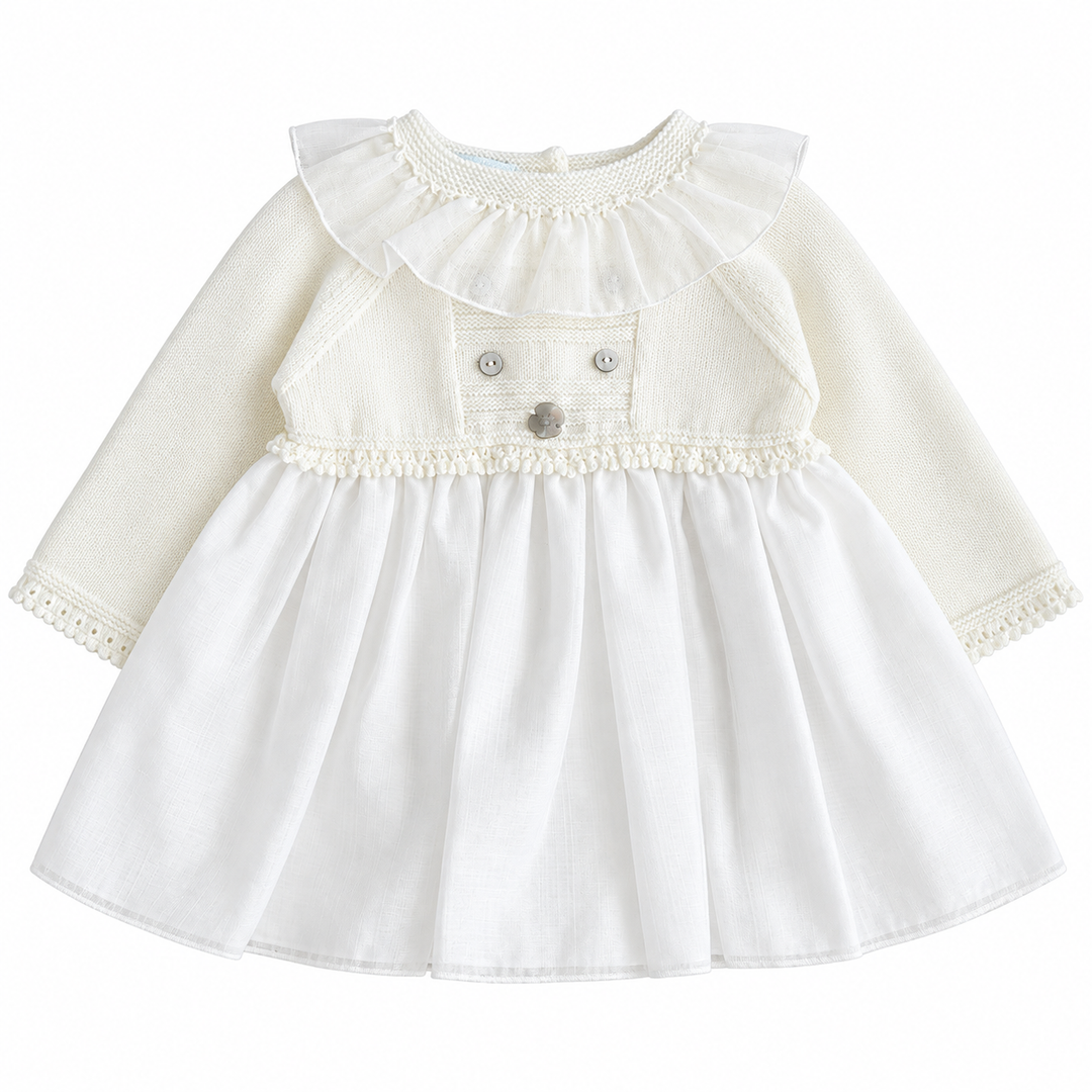 graslei ceremonie jurkje gebreid met voile in offwhite