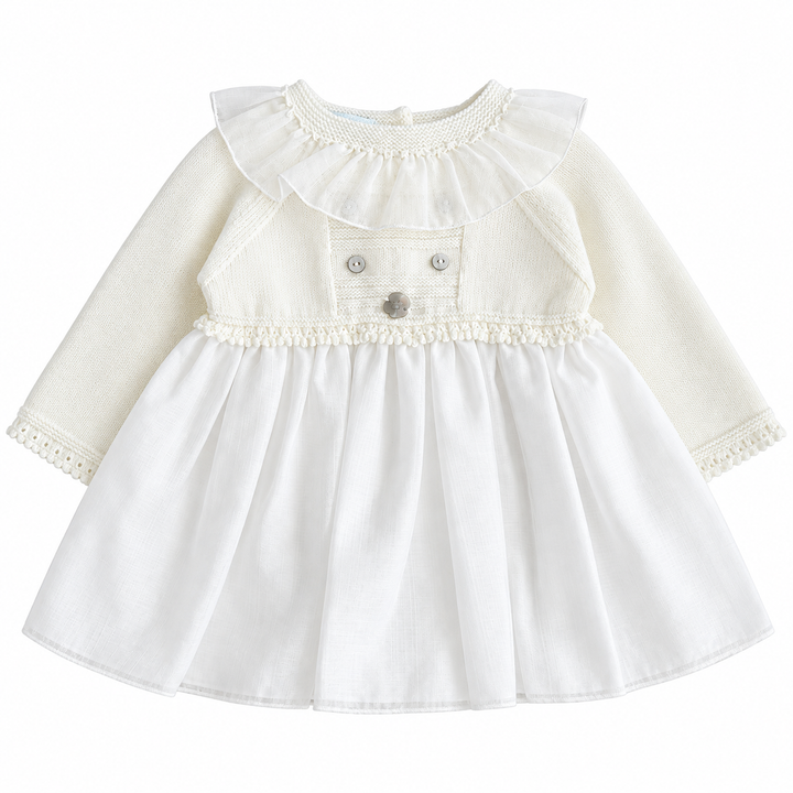 graslei ceremonie jurkje gebreid met voile in offwhite