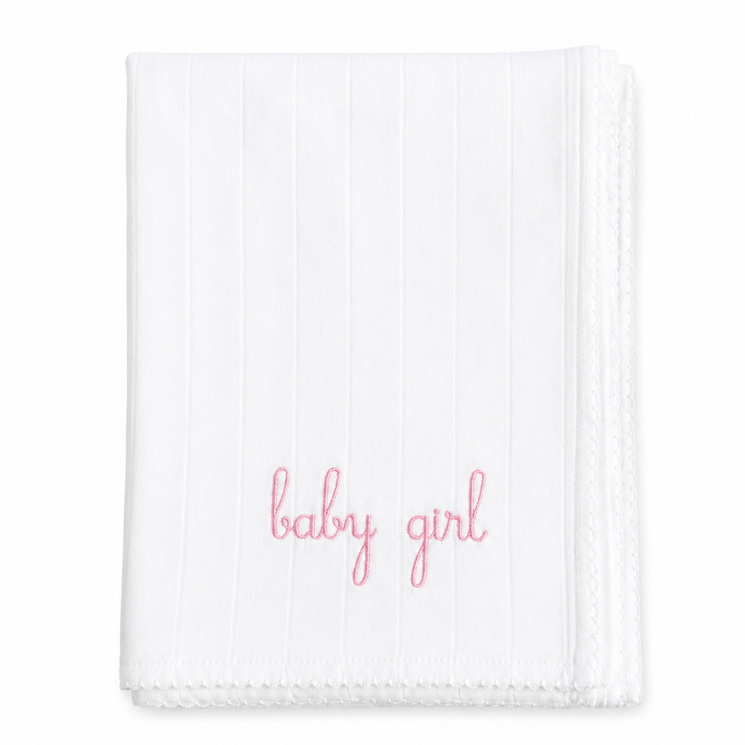 hydrofiele doek met tekst babygirl in lichtroze