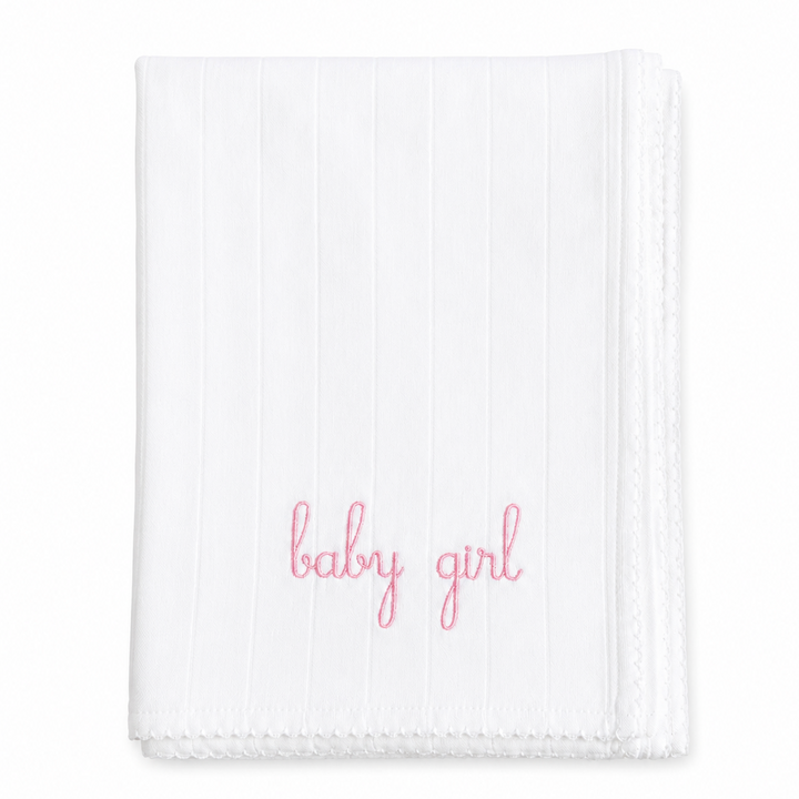 hydrofiele doek met tekst babygirl in lichtroze