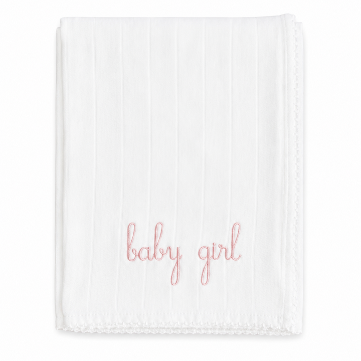 Hydrofiele doek met babygirl in zalmroze borduring
