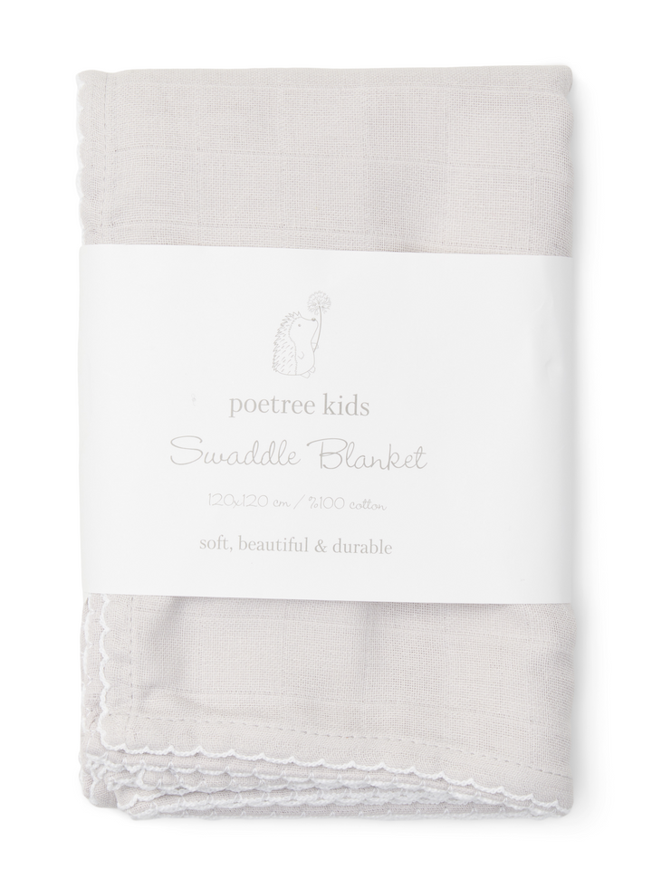 Grote hydrofiele swaddle van 120x120 in grijs van het merk Poetree Kids