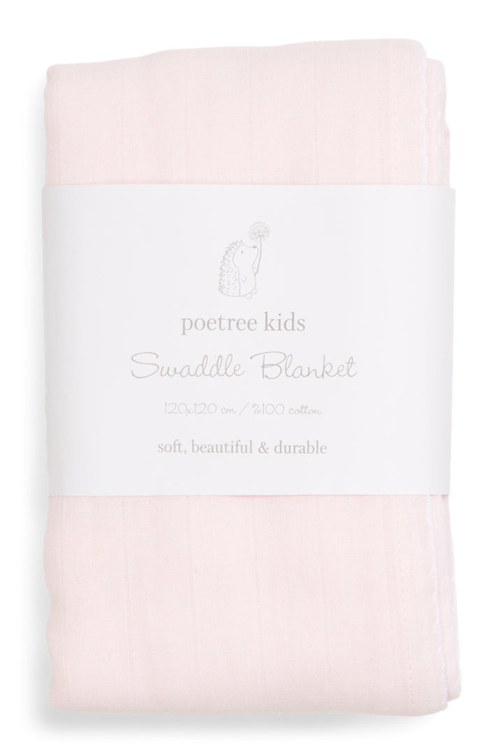 Grote swaddle 120x120 in het lichtroze van Poetree Kids
