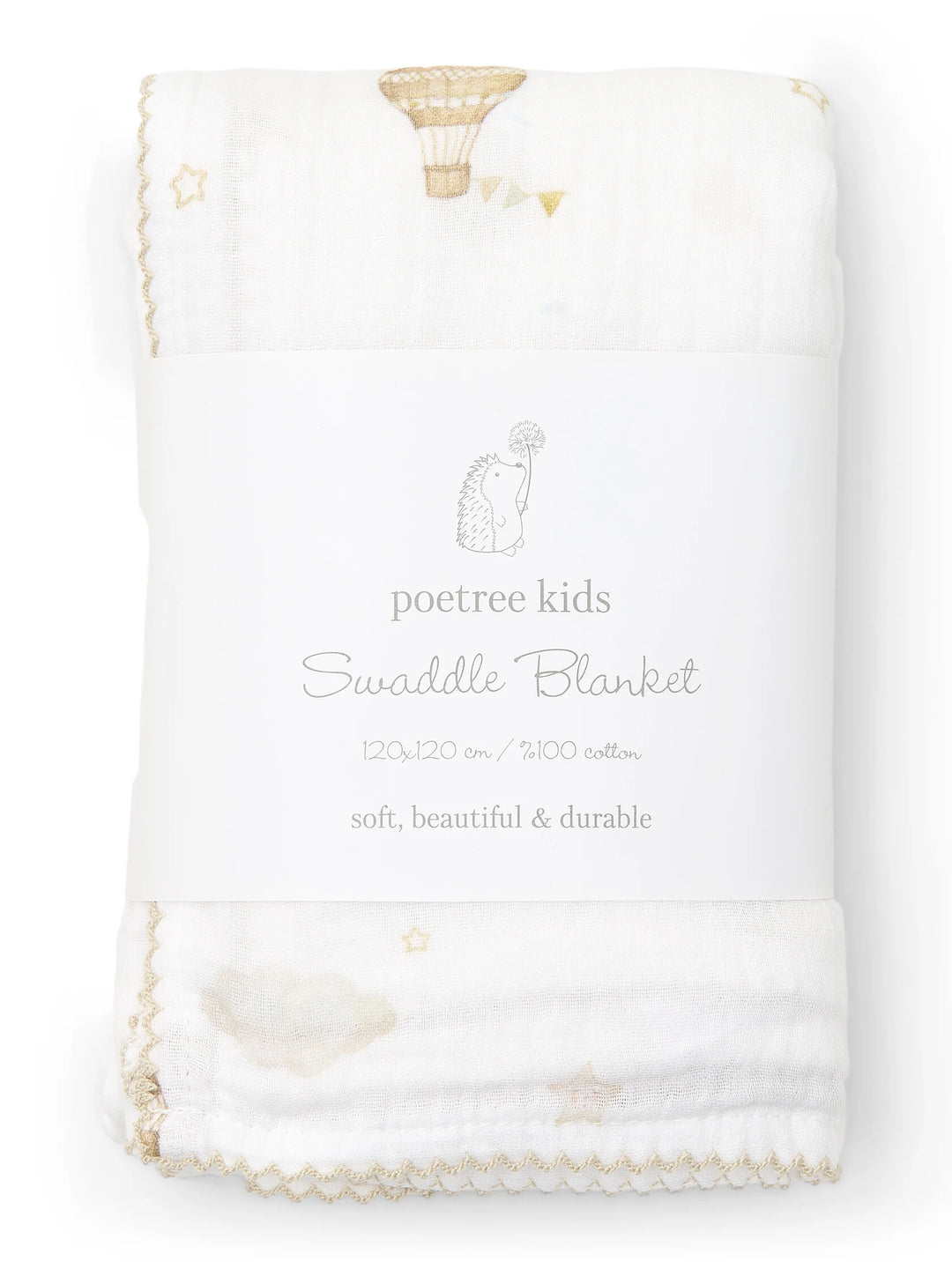 Poetree Kids swaddle met luchtballon print : Little Voyager van Poetree Kids