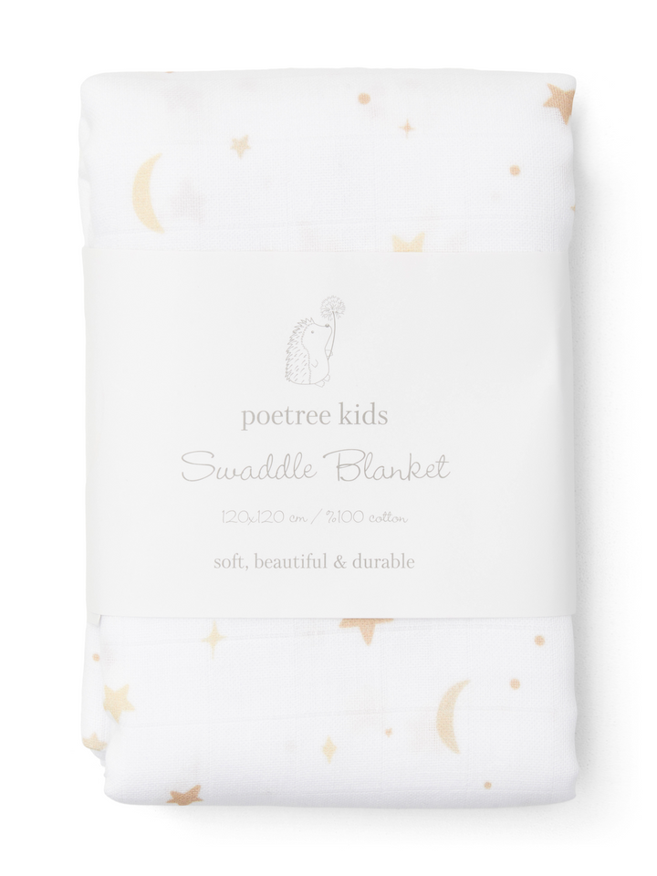 Swaddle met Maantjes en sterren print van het merk Poetree Kids