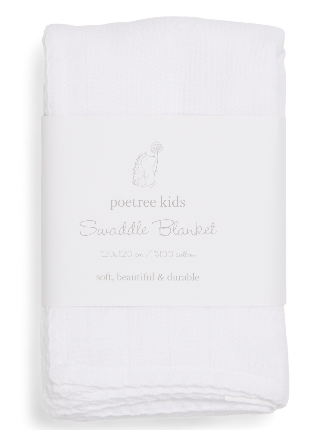 Witte swaddle 120x120 van het merk Poetree Kids