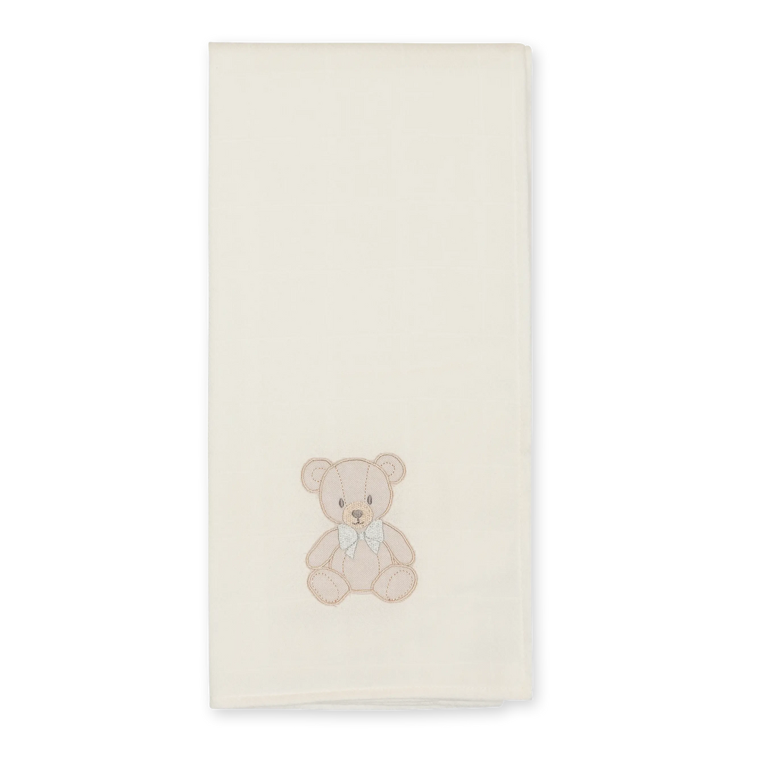 Ivoorkleurige hydrofiele doek met teddybeer van Baby Gi 
