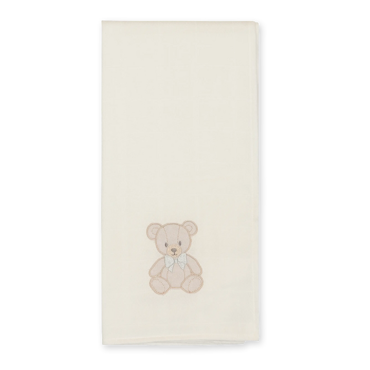 Ivoorkleurige hydrofiele doek met teddybeer van Baby Gi 