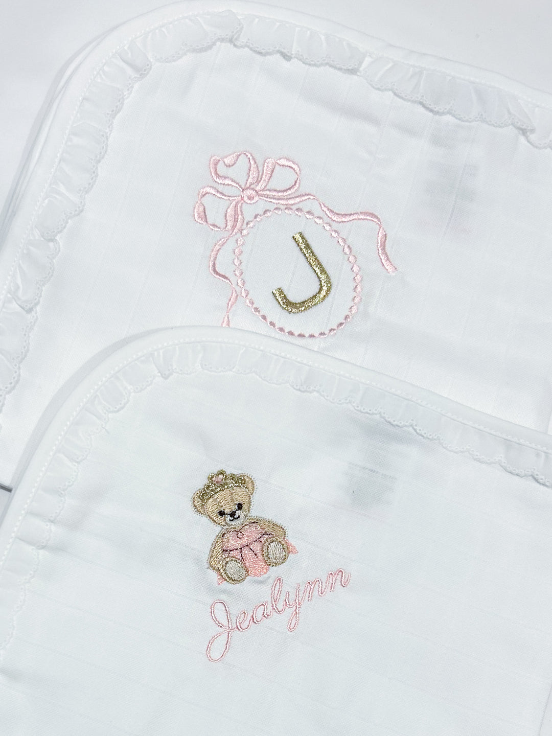 Gepersonaliseerde hydrofiel laranjinha, Princess teddy & romantic bow + letter