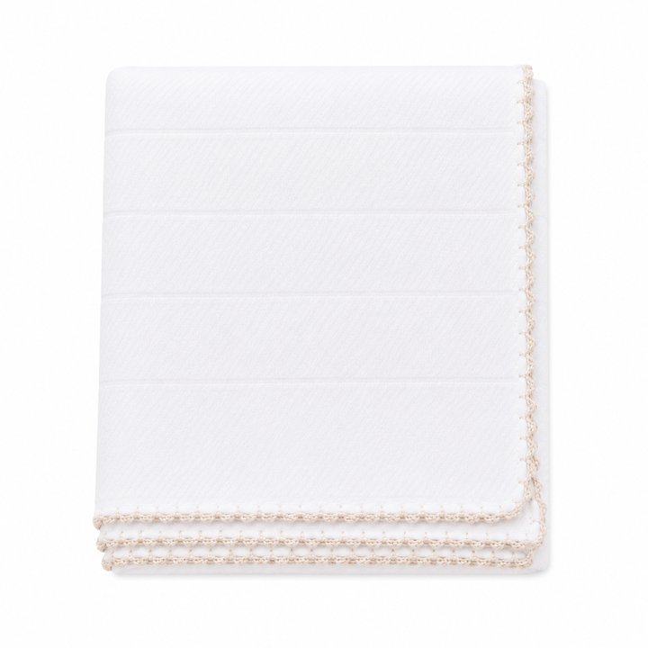 Witte tetra hydrofiele doek met beige picot rand 