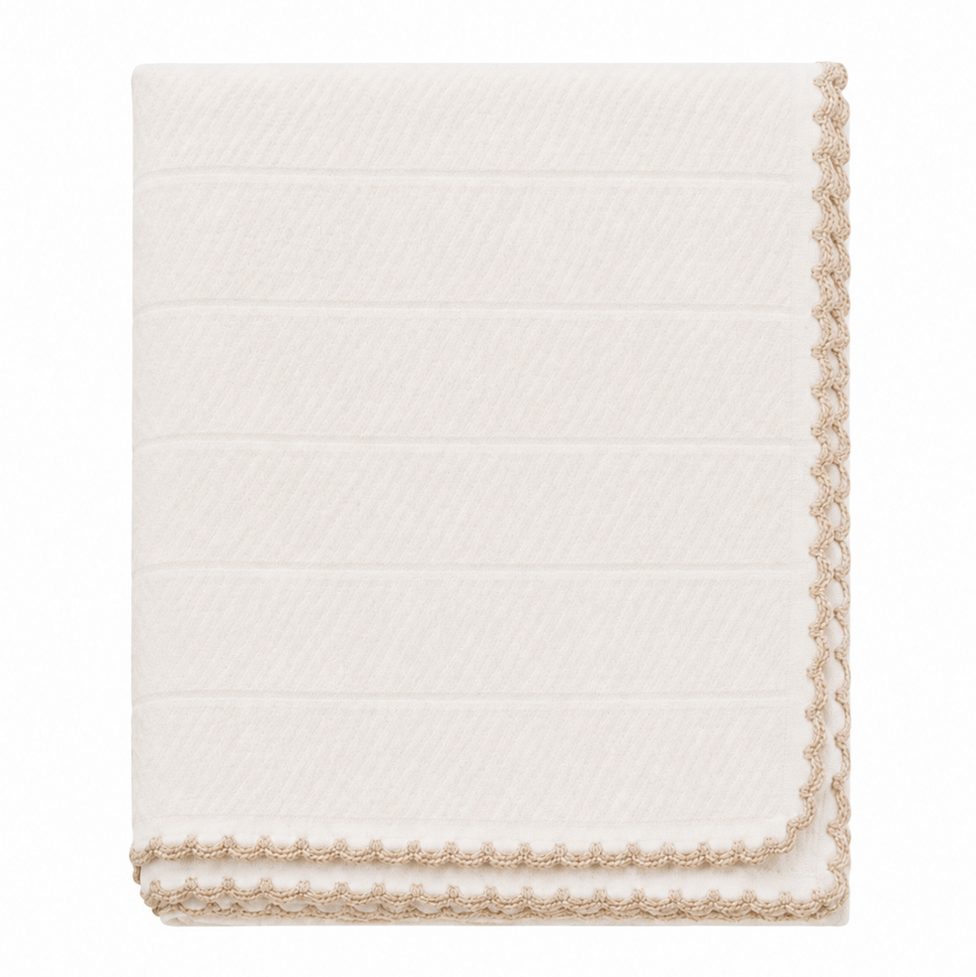 beige hydrofiele doek met camel picot rand 