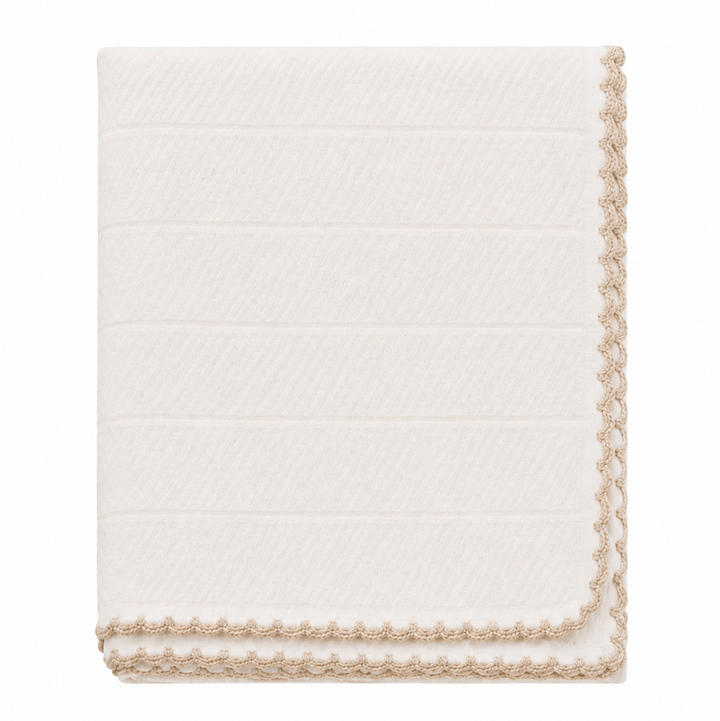 beige hydrofiele doek met camel picot rand 
