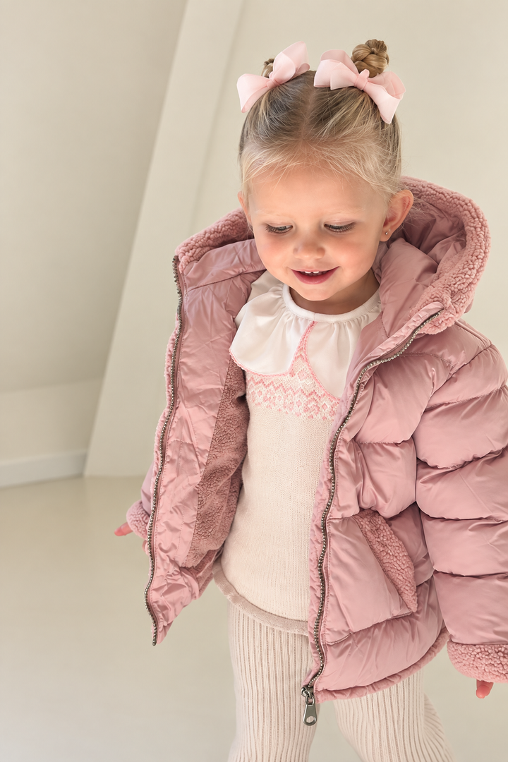 Martin Aranda Gewatteerde Winterjas met Teddy Details – Oudroze