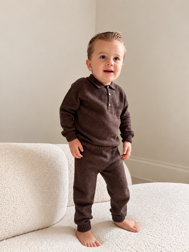 Martin Aranda Gebreid Setje Donkerbruin – Polo & Broek